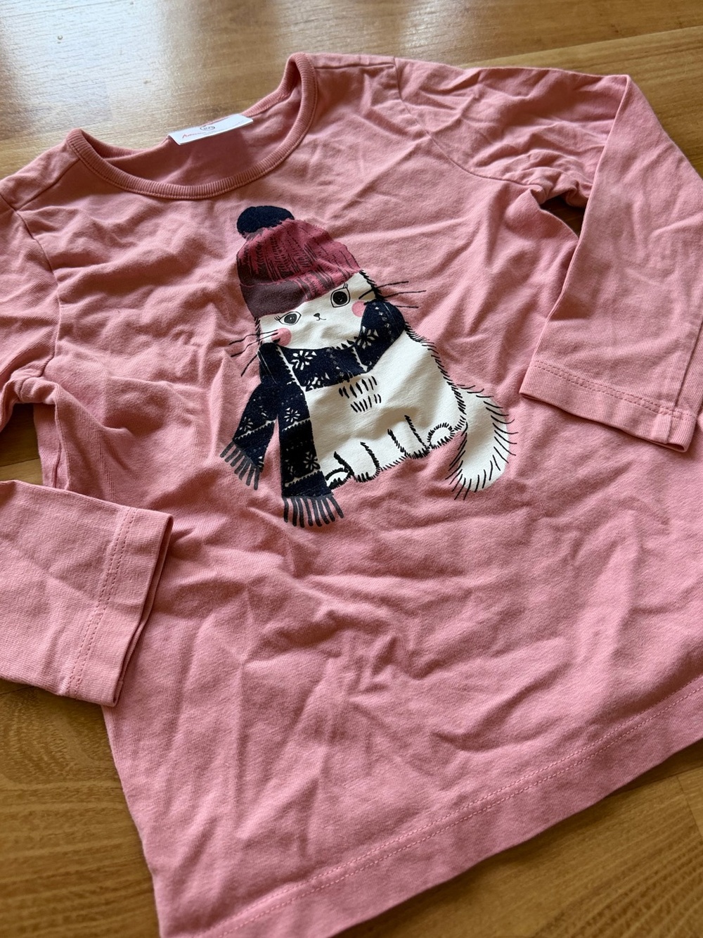 Hanna Andersson size 4 long sleeve winter cat pink shirt‎ 100% cotton